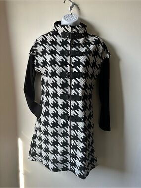 Black & White Houndstooth Toggle Trench Coat